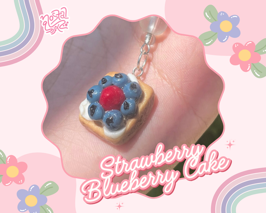 Strawberry Blueberry Cake Keychain