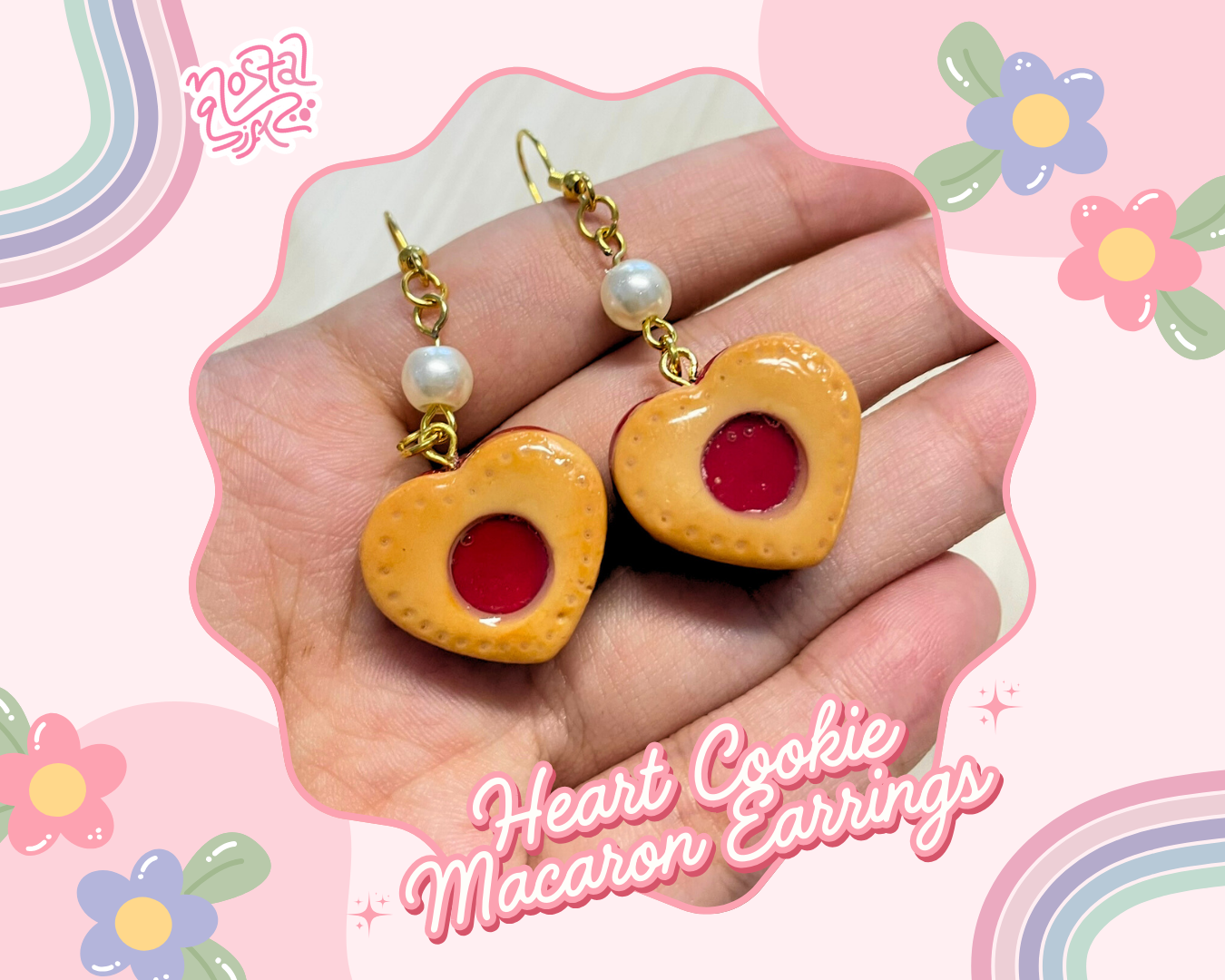 Heart Cookie Macaron Earrings