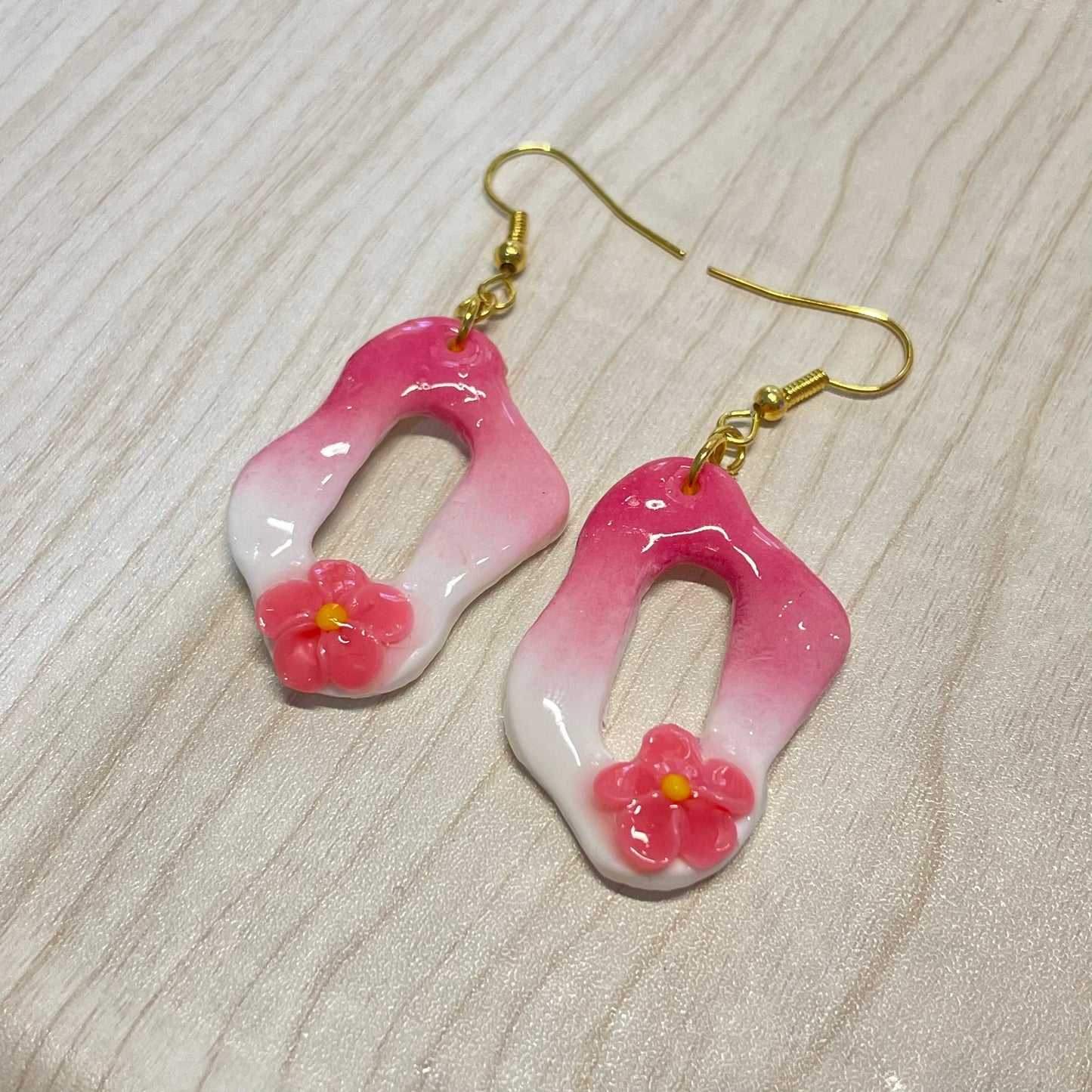 Pink Modern Floral Earrings