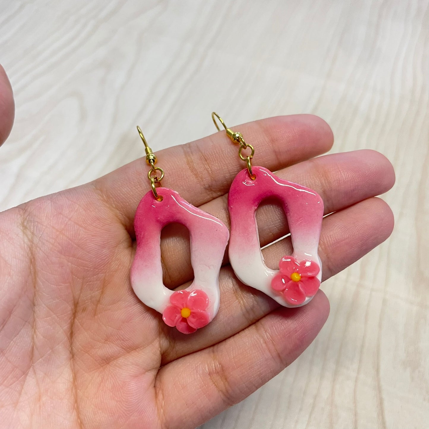 Pink Modern Floral Earrings