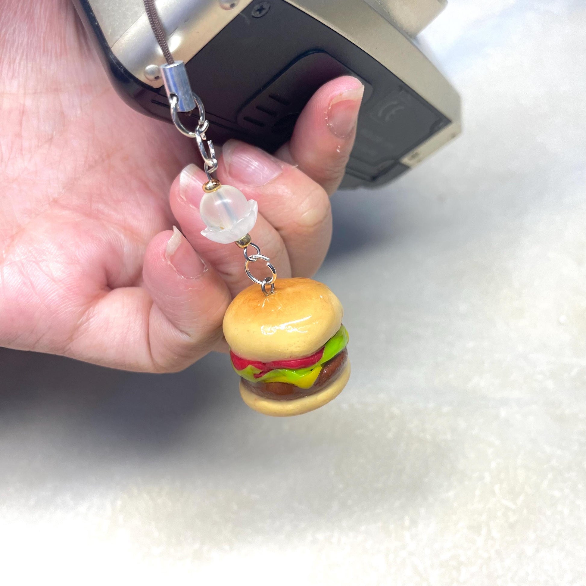 Handmade Polymer Clay Cute Burger Keychain Fun Food Keychain Cute Burger Jewelry Foodie Gift Keyring Gift for Her Unique Keychain