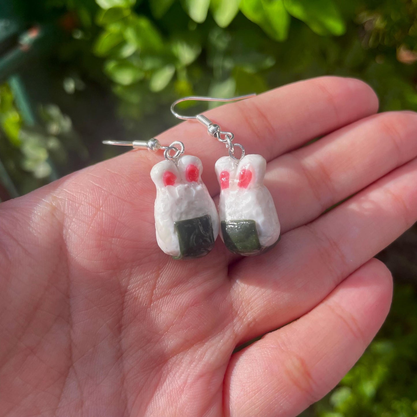 Handmade Bunny Onigiri Earrings Cute Animal Food Earrings Japanese Style Jewelry Kawaii Gifts for Her Fun Accessories