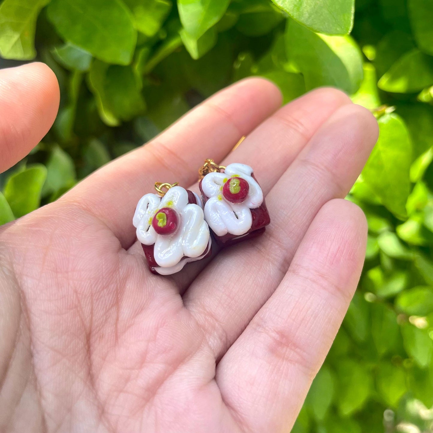 Handmade Red Velvet Cake Earrings Cute Dessert Jewelry Foodie Gifts Cake Earrings Sweet Treat Earrings for Her