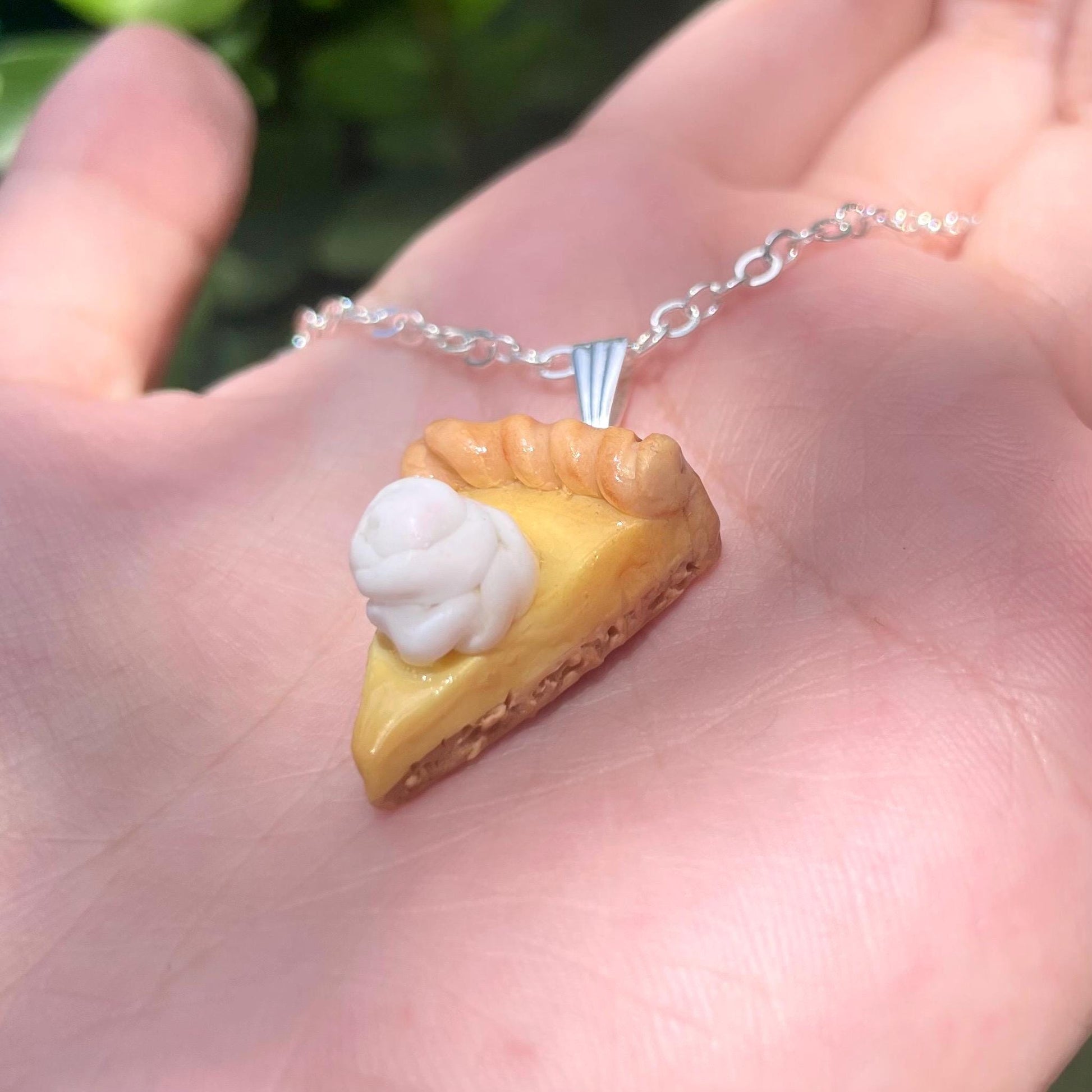 Handmade Egg Pie Necklace Cute Dessert Jewelry Foodie Gift Sweet Treat Pendant Gift for Her Baking Accessories