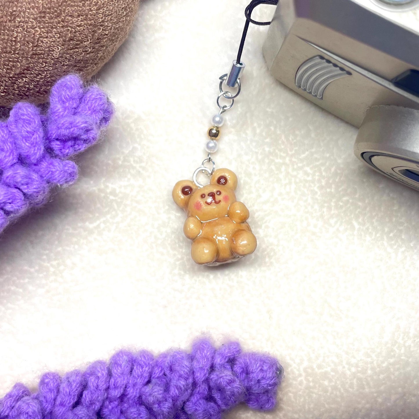 Handmade Polymer Clay Cute Bear Keychain Adorable Bear Keychain Gift for Kids Fun Keychain Cute Animal Keychain Keyring Gift for Her