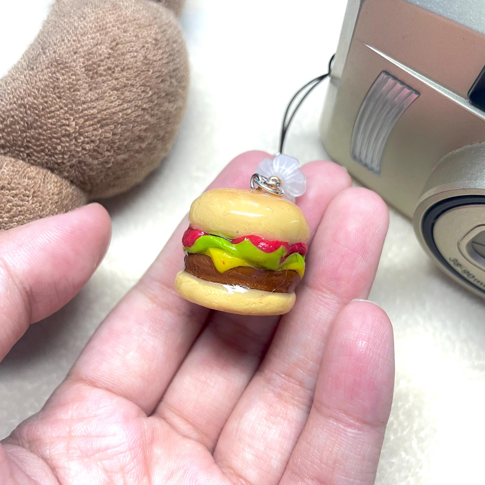 Handmade Polymer Clay Cute Burger Keychain Fun Food Keychain Cute Burger Jewelry Foodie Gift Keyring Gift for Her Unique Keychain