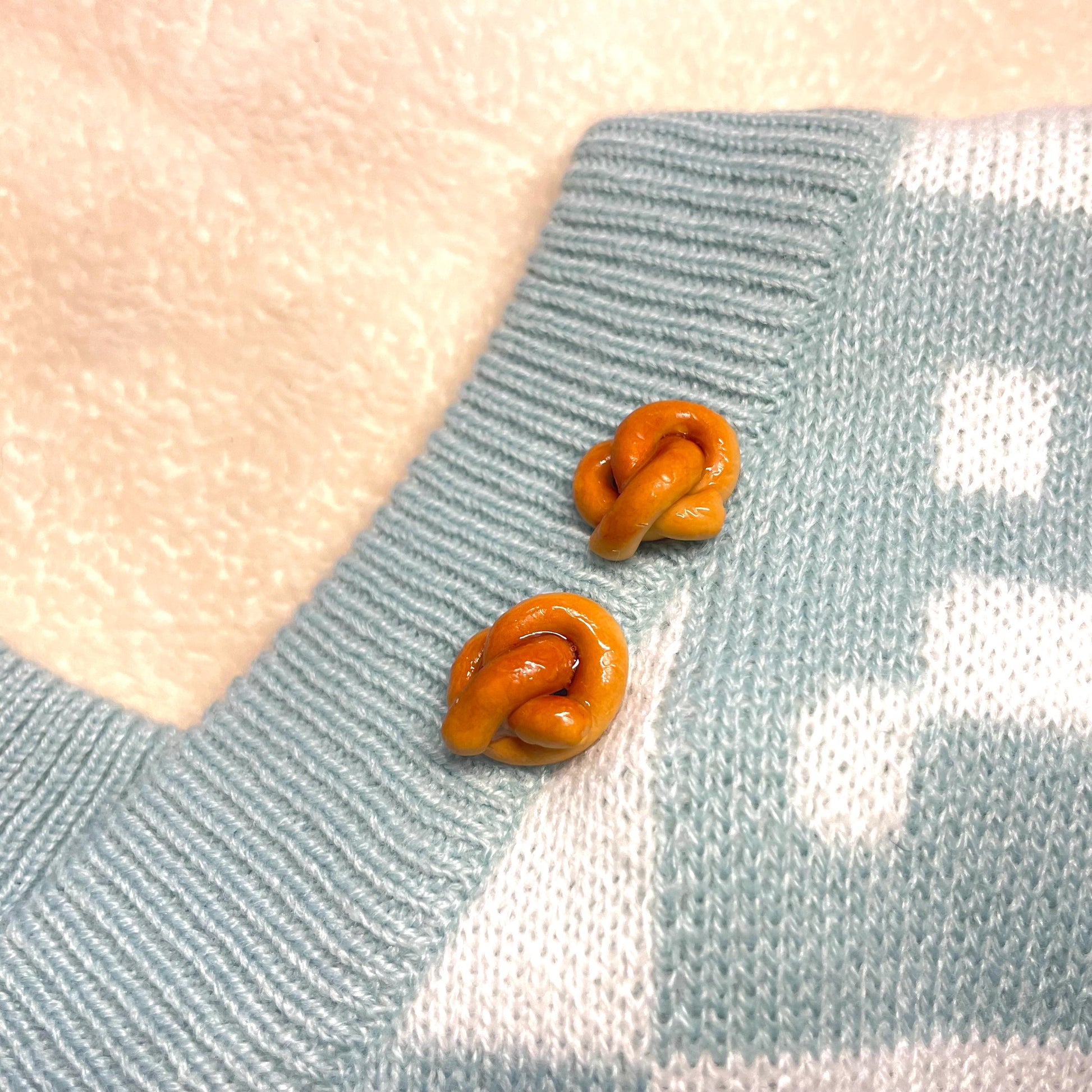 Handmade Polymer Clay Pretzel Brooch Pin Cute Food Brooch Unique Pin Jewelry Fun Accessories Gift for Her