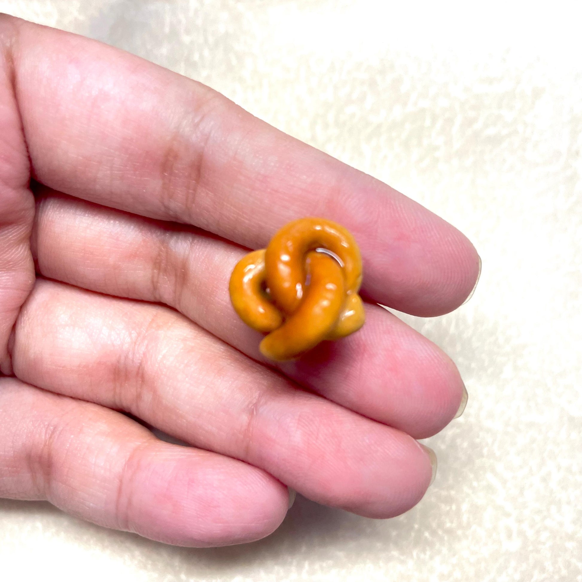 Handmade Polymer Clay Pretzel Brooch Pin Cute Food Brooch Unique Pin Jewelry Fun Accessories Gift for Her