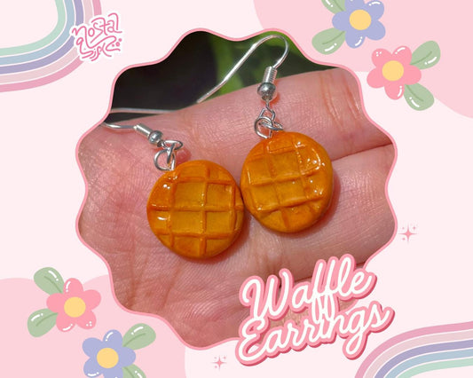 Handmade Waffle Earrings Cute Breakfast Jewelry Food Earrings Foodie Gifts Sweet Treat Earrings Gift for Her Fun Accessories