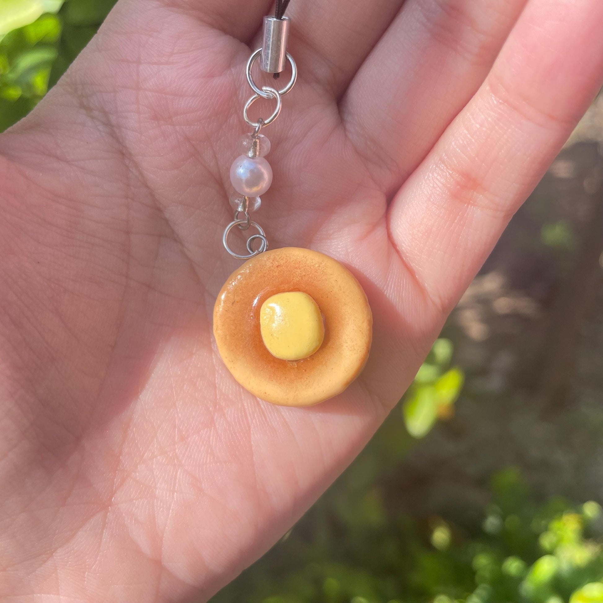 Handmade Polymer Clay Cute Pancake Keychain Fun Food Keychain Dessert Keyring Cute Food Jewelry Gift for Her Foodie Gift