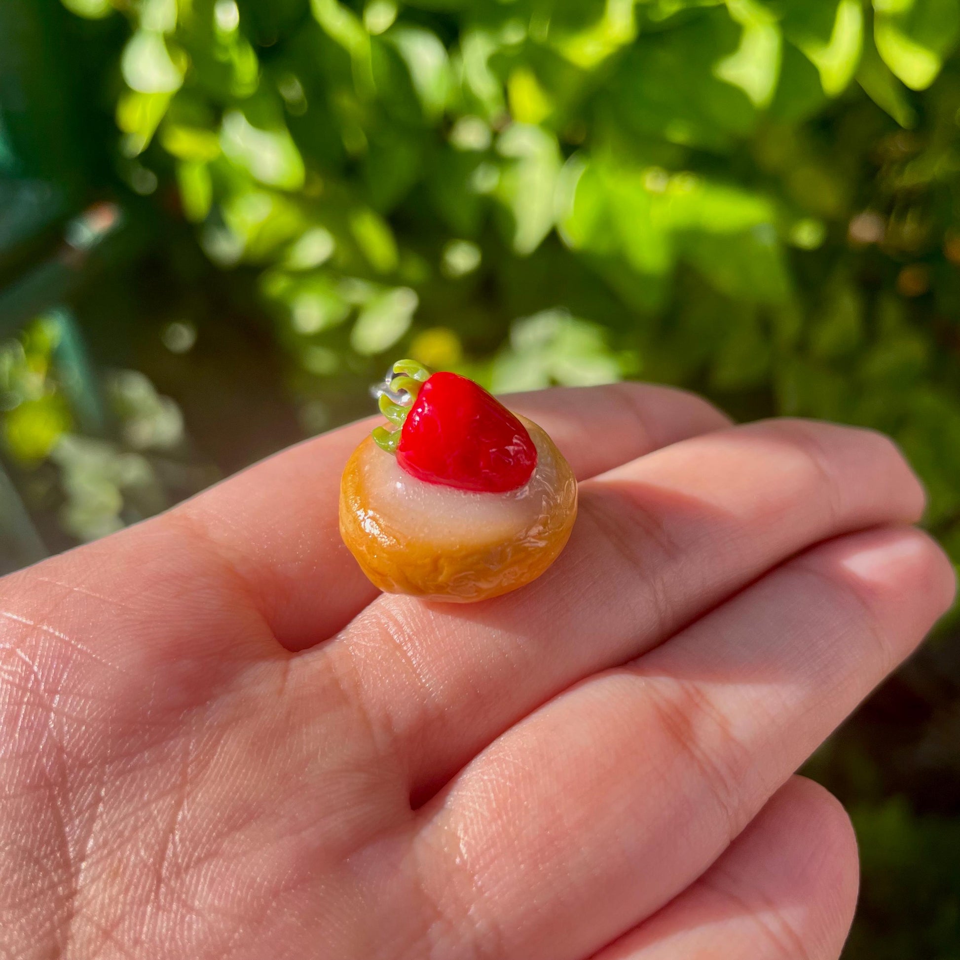 Handmade Strawberry Donut Keychain Cute Donut Keyring Dessert Keychain Fun Keychain Foodie Gift Gift for Her Cute Accessories