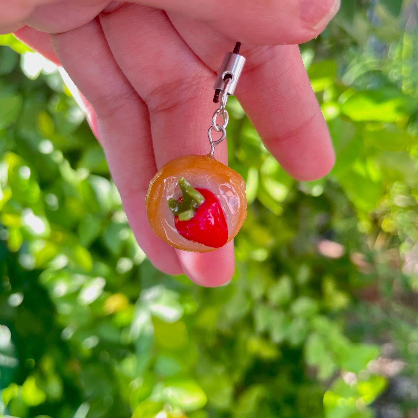 Handmade Strawberry Donut Keychain Cute Donut Keyring Dessert Keychain Fun Keychain Foodie Gift Gift for Her Cute Accessories