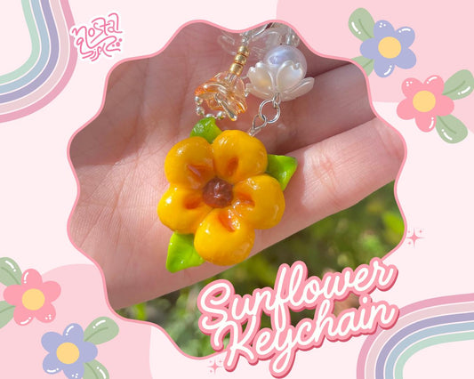 Handmade Cute Sunflower Keychain Polymer Clay Keyring Fun Gift for Her Flower Keychain Cute Accessories Unique Gift for Women