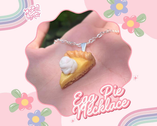 Handmade Egg Pie Necklace Cute Dessert Jewelry Foodie Gift Sweet Treat Pendant Gift for Her Baking Accessories