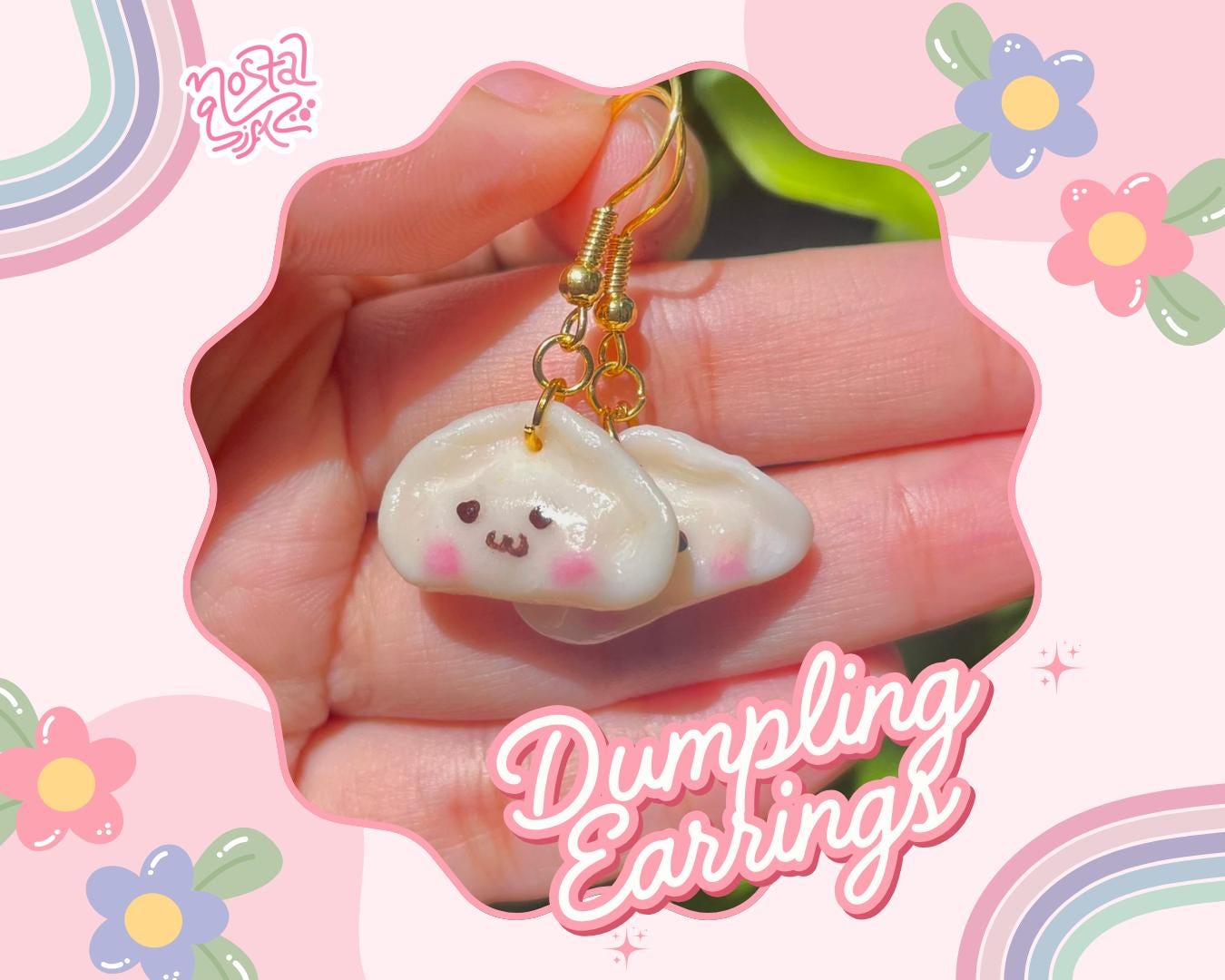 Handmade Kawaii Dumpling Earrings Cute Food Earrings Dim Sum Jewelry Asian Foodie Gifts Gift for Her Fun Accessories