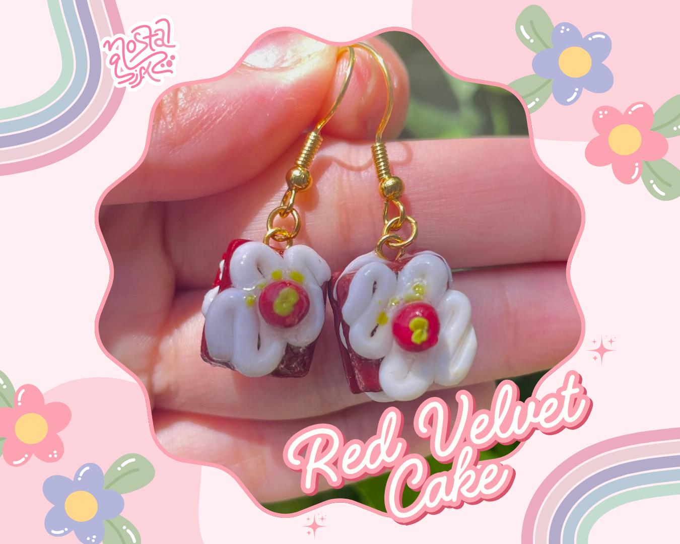 Handmade Red Velvet Cake Earrings Cute Dessert Jewelry Foodie Gifts Cake Earrings Sweet Treat Earrings for Her