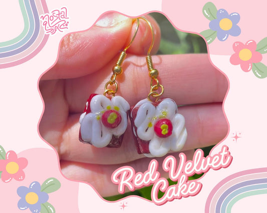 Handmade Red Velvet Cake Earrings Cute Dessert Jewelry Foodie Gifts Cake Earrings Sweet Treat Earrings for Her