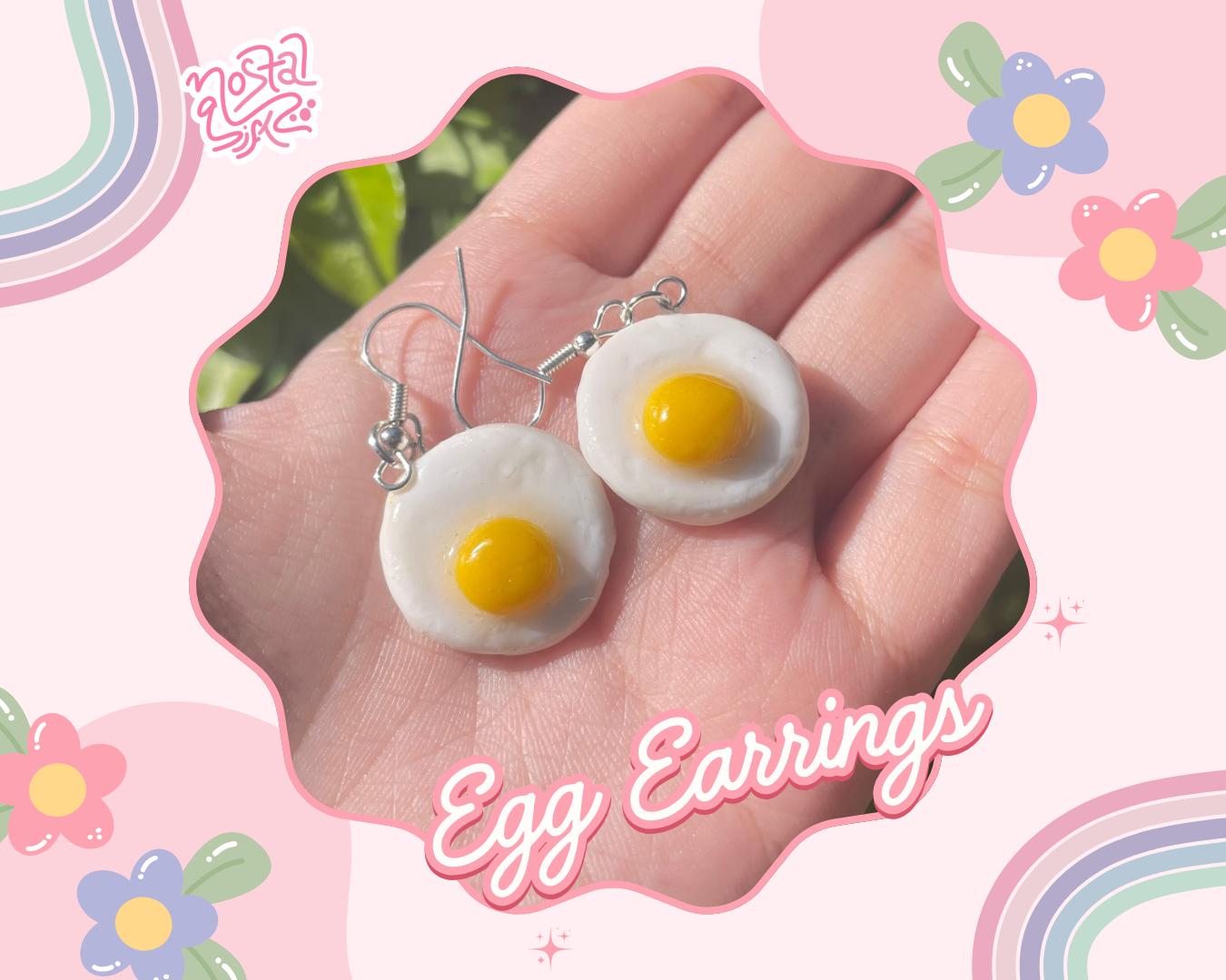 Handmade Polymer Clay Sunny Side Up Egg Earrings Cute Breakfast Jewelry Fun Food Earrings Unique Gift for Women Quirky Jewelry for Foodies