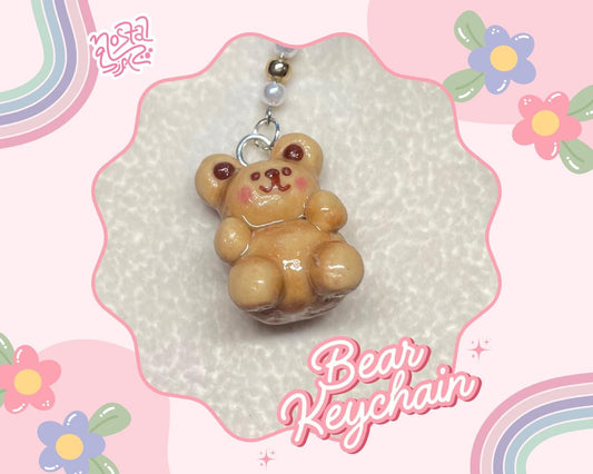 Handmade Polymer Clay Cute Bear Keychain Adorable Bear Keychain Gift for Kids Fun Keychain Cute Animal Keychain Keyring Gift for Her